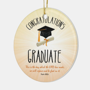 Ornamento De Cerâmica Graduação religiosa Dourada Starburst com Boné Neg