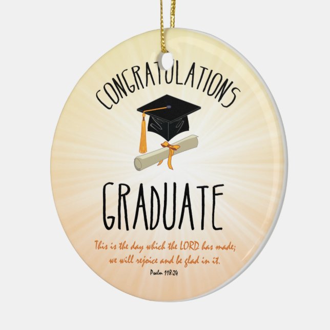 Ornamento De Cerâmica Graduação religiosa Dourada Starburst com Boné Neg (Esquerda)