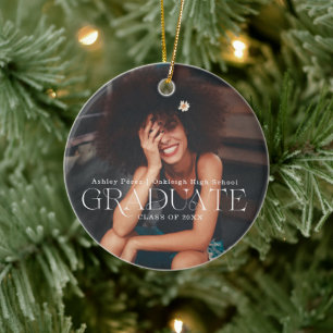 Ornamento De Cerâmica Graduado Presente de Natal com Foto Sentimental