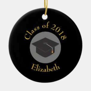 Ornamento De Cerâmica Graduation Cap on Black Class of 20xx