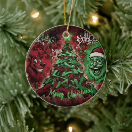 Ornamento De Cerâmica Graffiti Christmas Round Ornament