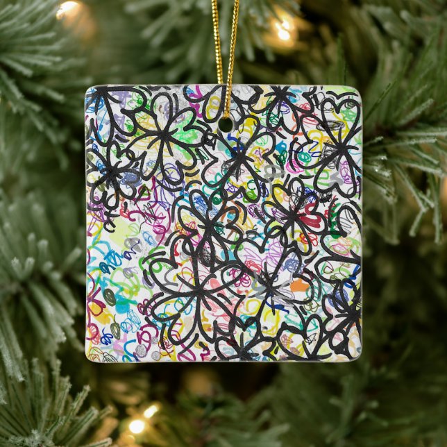 Ornamento De Cerâmica Graffiti Four Leaf Clovers (Árvore)