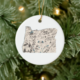 Ornamento De Cerâmica Gráfico Antiquado de Mapa de Imagens Vintage em Or