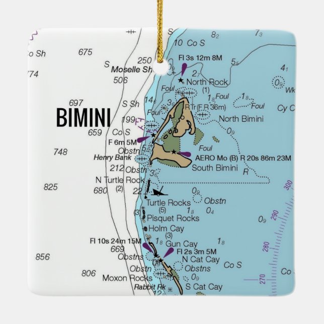 Ornamento De Cerâmica Gráfico Bimini Bahamas (Verso)