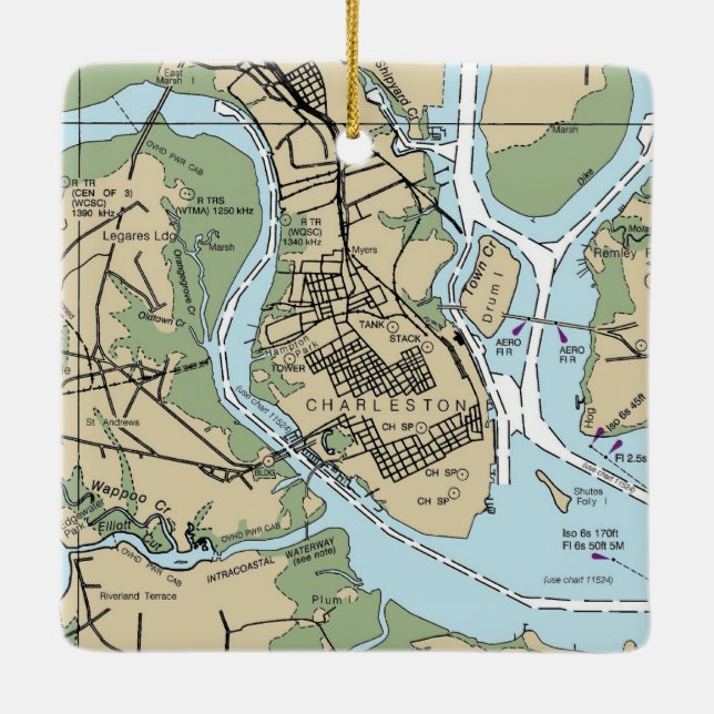 Ornamento De Cerâmica Gráfico Charleston SC (Verso)
