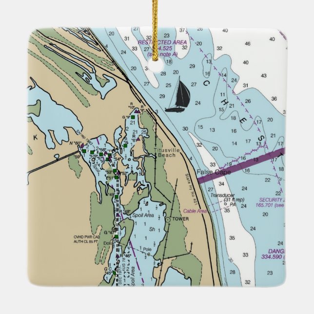 Ornamento De Cerâmica Gráfico da Flórida de Titusville (Verso)