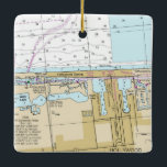 Ornamento De Cerâmica Gráfico da Flórida Hollywood Beach<br><div class="desc">Enfeites de natal náutico de Hollywood Beach Florida.</div>