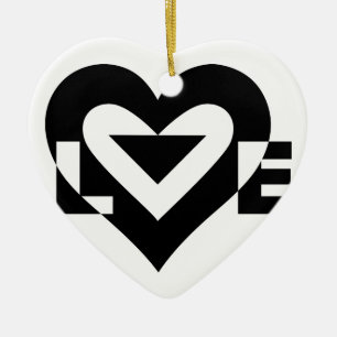 Ornamento De Cerâmica Gráfico de Amor Legal, Preto