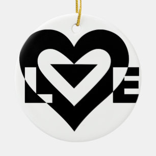 Ornamento De Cerâmica Gráfico de Amor legal, Preto