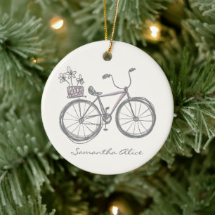 Ornamento De Cerâmica Gráfico de Bicicletas Whimsical Ilustração de C