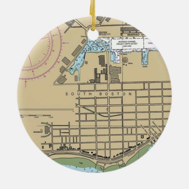 Ornamento De Cerâmica Gráfico de Boston Sul (Traseira)