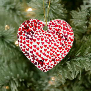 Ornamento De Cerâmica Gráfico de Dias de os namorados 3D Hearts