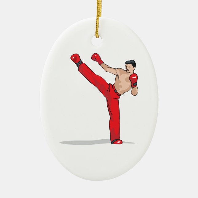 Ornamento De Cerâmica gráfico de kickboxer de chute (Frente)