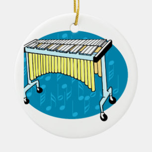Ornamento De Cerâmica Gráfico do xilofone com fundo azul