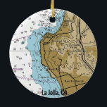 Ornamento De Cerâmica Gráfico La Jolla CA<br><div class="desc">Enfeites de natal La Jolla California feito com gráfico náutico.</div>