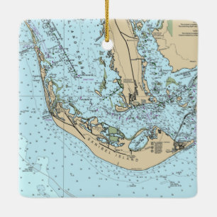 Ornamento De Cerâmica Gráfico náutico da Ilha Sanibel