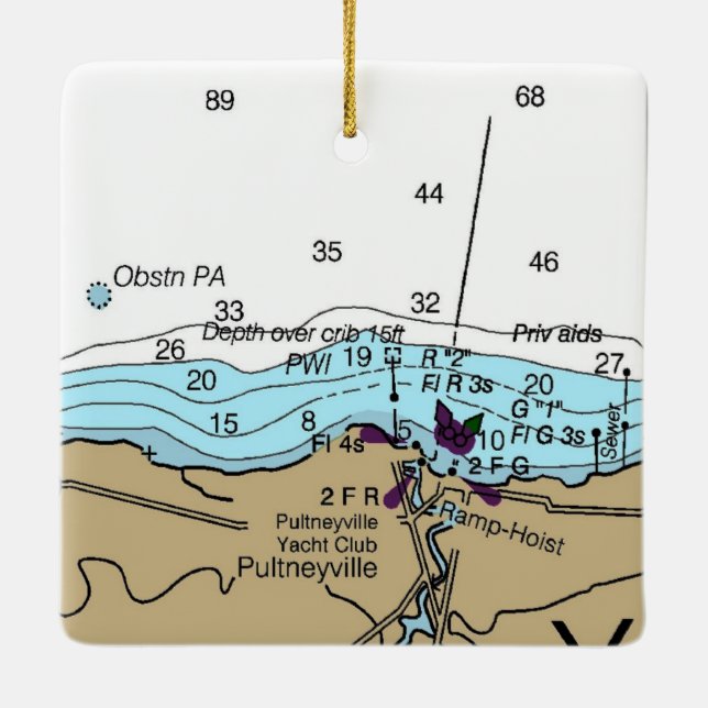 Ornamento De Cerâmica Gráfico náutico NY Pultneyville (Verso)