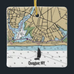 Ornamento De Cerâmica Gráfico náutico Quogue NY<br><div class="desc">Enfeites de natal Quogue New York feito com gráfico náutico.</div>