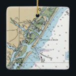 Ornamento De Cerâmica Gráfico NC Praia de Wright tsville<br><div class="desc">Enfeites de natal da Carolina do Norte em Wright tsville Beach feito com gráfico náutico.</div>