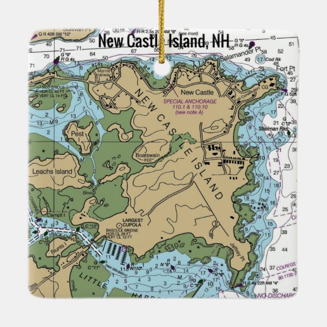 Ornamento De Cerâmica Gráfico NH da Nova Ilha do Castelo (Verso)