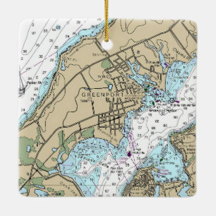 Ornamento De Cerâmica Gráfico NY de Gráfico Náutico Greenport