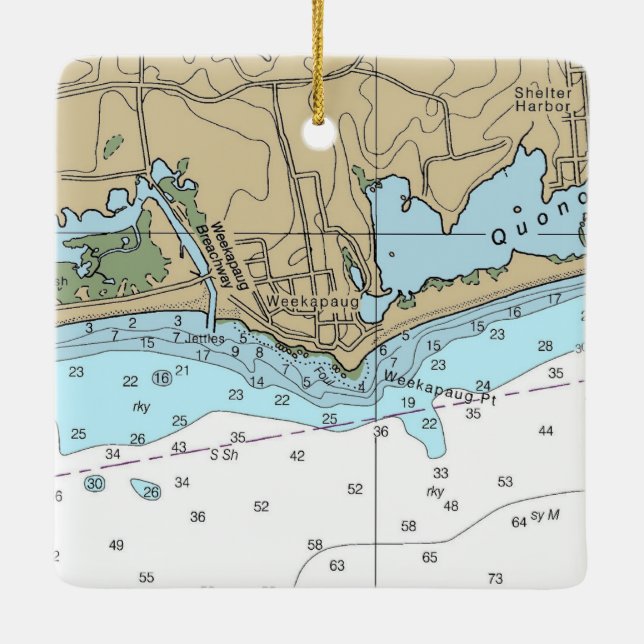 Ornamento De Cerâmica Gráfico RI do Weekapaug (Verso)