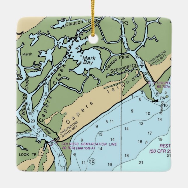 Ornamento De Cerâmica Gráfico SC de Capers Island (Verso)