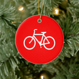 Ornamento De Cerâmica Gráficos de Bicicleta Vermelha e Branca