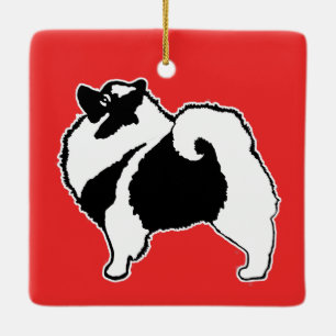 Ornamento De Cerâmica Gráficos Keeshond - Arte de Cachorro Original