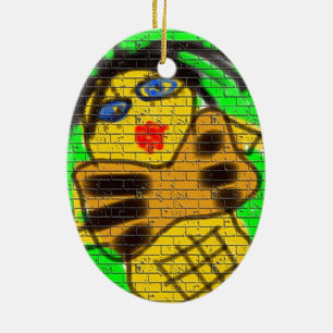 Ornamento De Cerâmica Grafite de Abelhas de Cabelo Negro