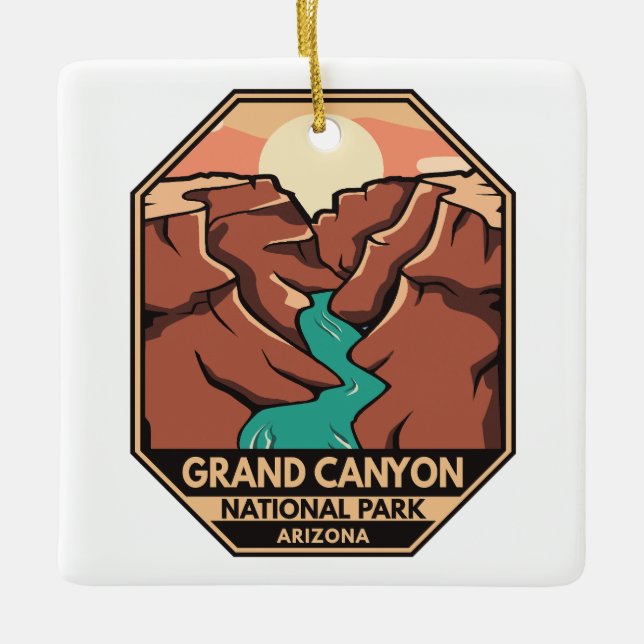 Ornamento De Cerâmica Grand Canyon National Park Retro Emblem (Frente)