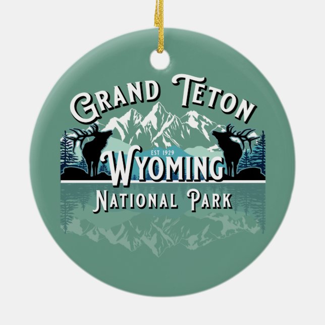 ORNAMENTO DE CERÂMICA GRAND TETON NATIONAL PARK HOLIDAY KEEPSAKE (Traseira)