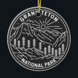 Ornamento De Cerâmica Grand Teton National Park Vintage Monoline<br><div class="desc">Grande Teton Monoline design. O parque inclui os maiores picos da Faixa Teton,  assim como a maioria das seções de norte do vale conhecido como Jackson Hole.</div>