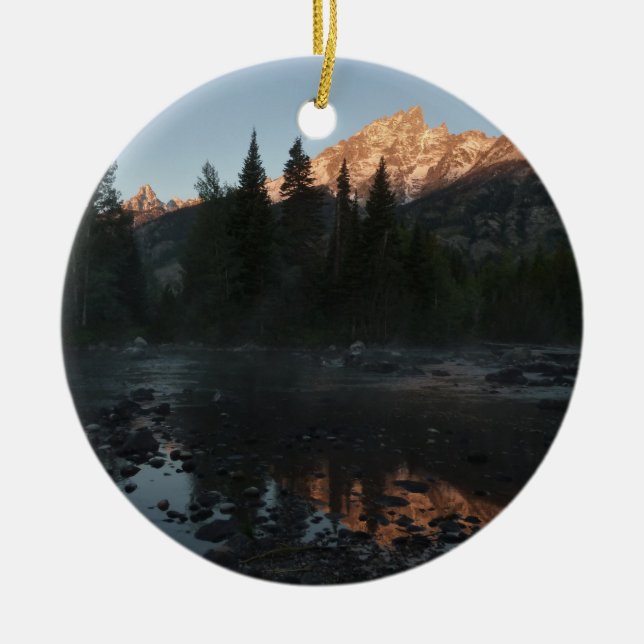 Ornamento De Cerâmica Grand Teton Sunrise em Cottonwood Creek (Frente)