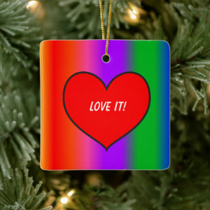 Ornamento De Cerâmica Grande Coração Vermelho 