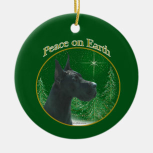 Ornamento De Cerâmica Grande Dane (preto) Chaveiro de Paz