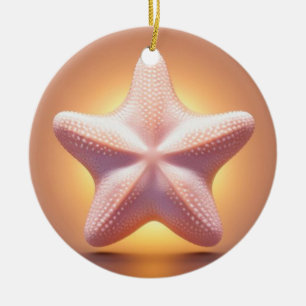 Ornamento De Cerâmica Grande Estrela-do-Mar Rosa