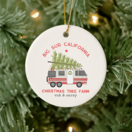 Ornamento De Cerâmica Grande Fazenda de Árvore de Natal Vintage Camper R
