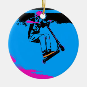 Ornamento De Cerâmica Grande Salto - Piloto de Scooter