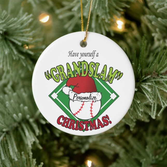 Ornamento De Cerâmica Grande Slam de Beisebol de Natal (Árvore)