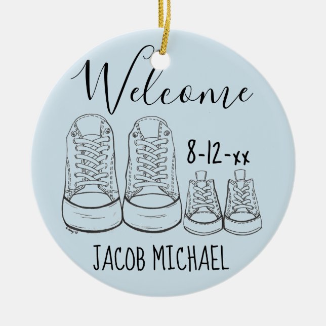 Ornamento De Cerâmica Grandes Calçados Calçados Chá Baptismo Natal (Frente)