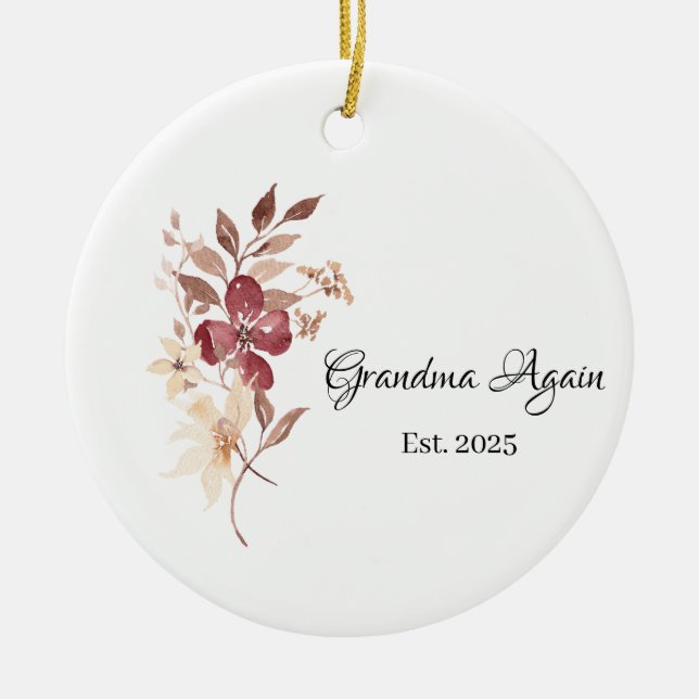 Ornamento De Cerâmica Grandma Again  Est. Year  (Frente)