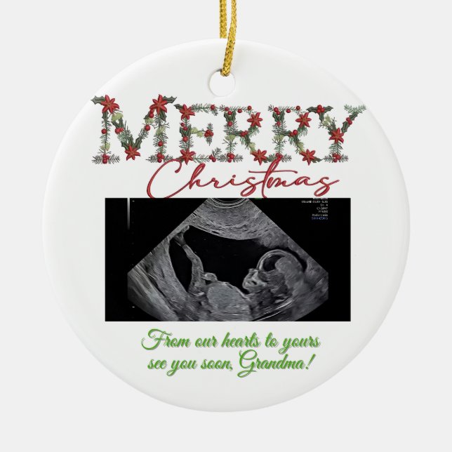 Ornamento De Cerâmica Grandma Christmas Ornament With a Baby Sonogram (Frente)