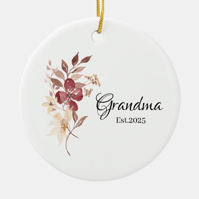 Ornamento De Cerâmica Grandma Est. Year – New Grandma Milestone (Frente)