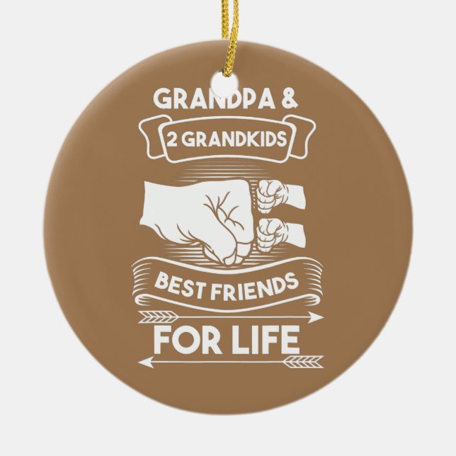 Ornamento De Cerâmica grandpa 2 grandkids best friends grandchild (Frente)