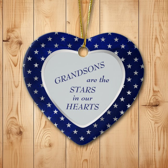 Ornamento De Cerâmica Grandson Star Heart Keepsait (Criador carregado)