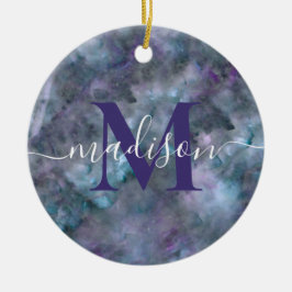 Ornamento De Cerâmica Grânite de quartzo azul-abstrato púrpura