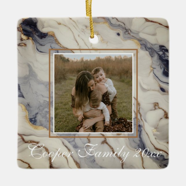 Ornamento De Cerâmica Granito de cobre-mármore azul-elegante (Frente)