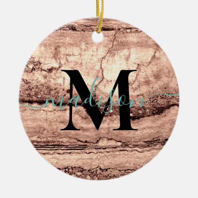 Ornamento De Cerâmica Granito laranja moderno e castanho-bege (Frente)