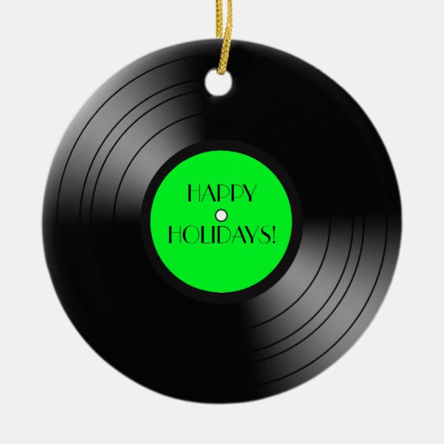 Ornamento De Cerâmica Gravar Feriados Felizes do Álbum (Frente)